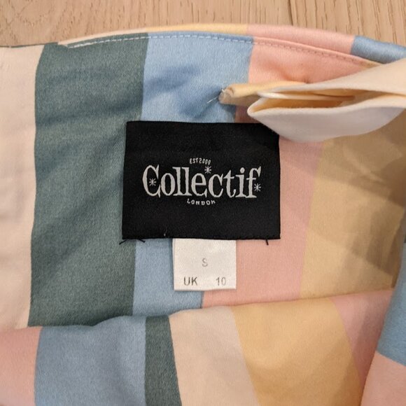 Collectif Sz S/US 6 Rainbow Stripe 50s Pinup Retro Rockabilly Pencil Dress - Picture 5 of 15